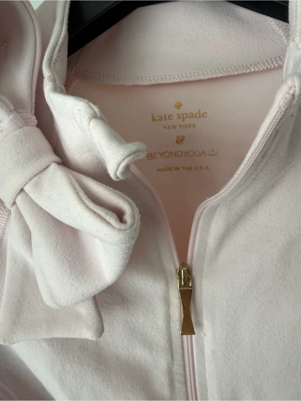 kate spade Pale Pink Bow-Accent Zip Beyond Yoga Jacket